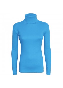 Polo Neck Ribbed Top (Turquoise)